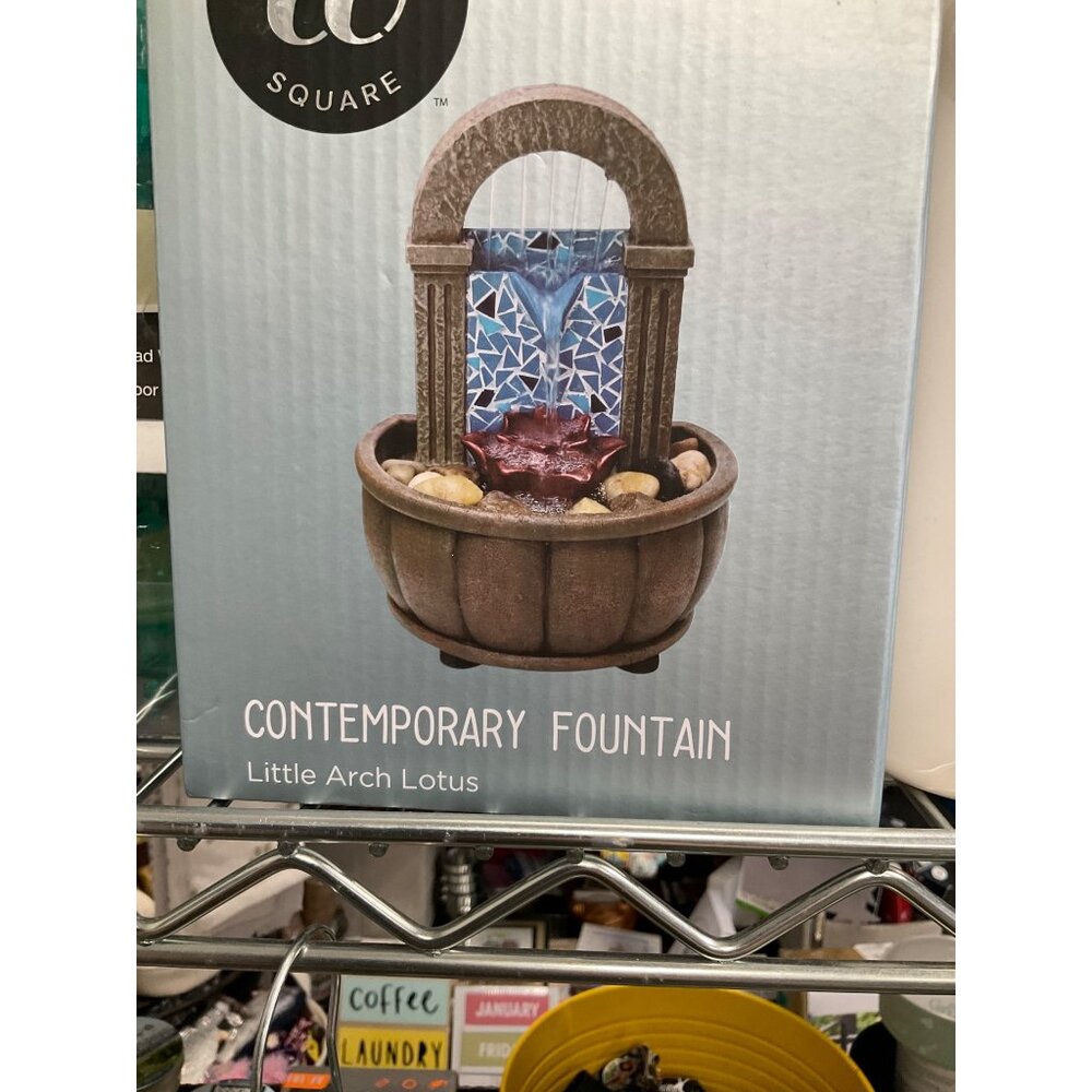 Wayland Square Contemporary Fountain Little Arch Lotus Brown & Blue
